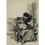 James Montgomery Flagg, Mother and Child, Ink and Wash