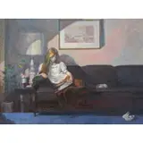 Irwin Greenberg, Woman Reading, Oil on Canvas