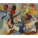 Esther Yovits, Table Arrangement, Floral Still Life, Oil on Canvas