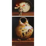 Chuck Sabatino, Acoma Wedding Vase, Pair of Oils on Canvas