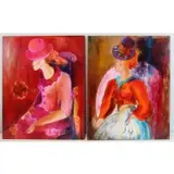 Linda Le Kiniff, Women, Pair of Oils on Panel