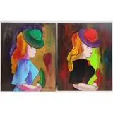 Linda Le Kiniff, Women, Pair of Oils on Panel