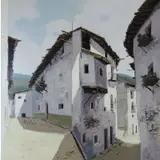 Jose Barbera, Townscape, Oil on Canvas