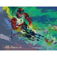 LeRoy Neiman, Alberto Tomba, Oil on Board
