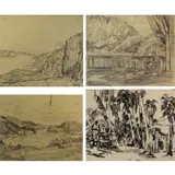 George Pearse Ennis, Landscapes, Grouping of Four Pencil Drawings