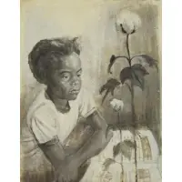 Ernest Crichlow, Portrait of a Girl, Oil on Paper