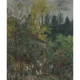 Oscar Saccorotti, Rural Landscape, Oil on Canvas
