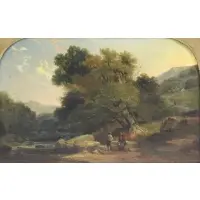 Alexander F. Rolfe, Landscape with Figures, Oil on Canvas