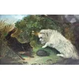 George Armfield, Terriers with Hedgehog, Oil on Canvas
