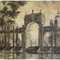 John Hulse, Architectural Study, Oil on canvas laid to board