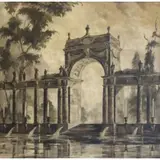 John Hulse, Architectural Study, Oil on canvas laid to board