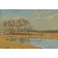 Whitney Hubbard, Landscape, Oil on Board