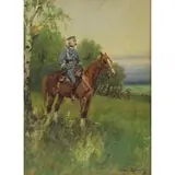 Officer on Horseback by Jerzy Kossak, Oil on Panel, sold Nov 2019