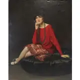 Giulio de Blaas, Portrait of a Young Woman, Seated, Oil on Canvas