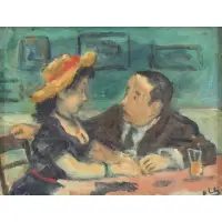 Robert Phillip, Bar Scene, Oil on Canvas