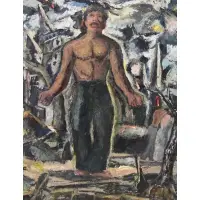 Samuel Brecher, The Struggle, Oil on Board