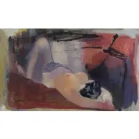 August Mosca, Reclining Nude, Oil on Canvas