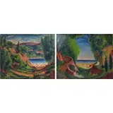 Claude Gallo, Beach Landscapes, Pair of Oils on Canvas