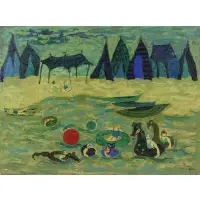 Lee Czuri, Children on the Beach, Oil on Canvas