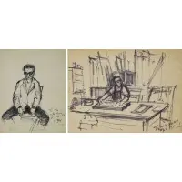 Untitled by Arbit Blatas, Lot of Two Marker on Board Drawings, sold Nov 2019