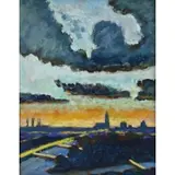 Israel Winarsky, Nocturnal Sky Scape, Oil on Board