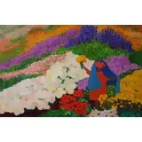 Trinidad Osorio, Woman in a Field of Flowers