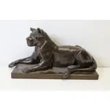 Julius Heinrich Haehnel, A Recumbent lioness, Signed Bronze