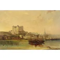 George Clarkson Stanfield, On the Rhine, Oil on Canvas