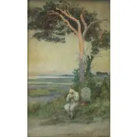 John Henry Henshall, Figure in Landscape, Watercolor