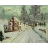 Walter Emerson Baum, Winter Landscape, Oil on Board