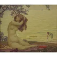 Andrew Thomas Schwartz, Female Nude, Oil on Board