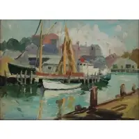 Port Scene by Edgar Malin Craven, Oil on Board, sold Oct 2019