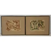 André Charles Biéler, Mexican Scenes, Pair of Acrylics on Paper
