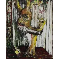 Sam Messer, Abstract, Figural Composition, Oil on Canvas