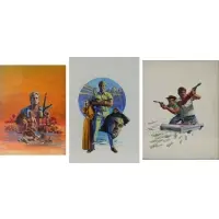 Barnett Plotkin, Action Illustrations, Grouping of Three Gouaches on Board