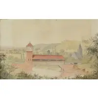 Stanford White, The Covered Bridge, Watercolor