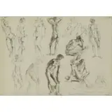 Reginald Marsh, Twelve Female Nudes, Pen, ink, and wash