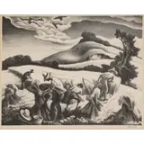 Cradling Wheat by Thomas Hart Benton, Lithograph, sold Sep 2019