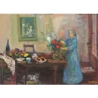 Arranging by Arbit Blatas, Oil on Canvas, sold Sep 2019