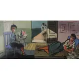 Nicholas Takis, Interior Scene, Oil on Masonite