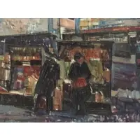 Kostas Loustas, Vendors, Oil on Canvas