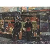 Kostas Loustas, Vendors, Oil on Canvas