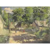 István Boldizsár, Village Scene, Oil on Canvas