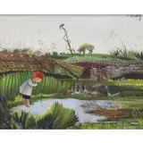Annette Ollivary, Fantasy Scene, Oil on Board
