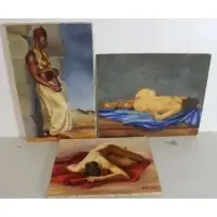 Raymond Wendell, Untitled, 3 Signed Oils On Canvas