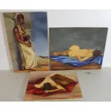 Raymond Wendell, Untitled, 3 Signed Oils On Canvas