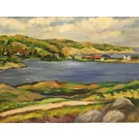 Fort Pond Montauk by Steve Story, Oil On Board "Fort Pond Montauk", sold Aug 2019