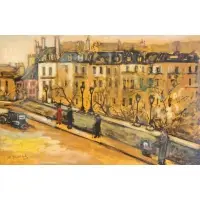 Arbit Blatas, Paris Bridge, Oil on Composition Board