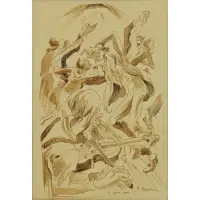 Thomas Hart Benton, The Square Dance, Ink and Wash on Paper