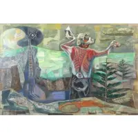Peppino Mangravite, Surreal Scene, Oil on Canvas